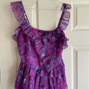 French Connection Ruffled Purple and Pink Blouse NWOT